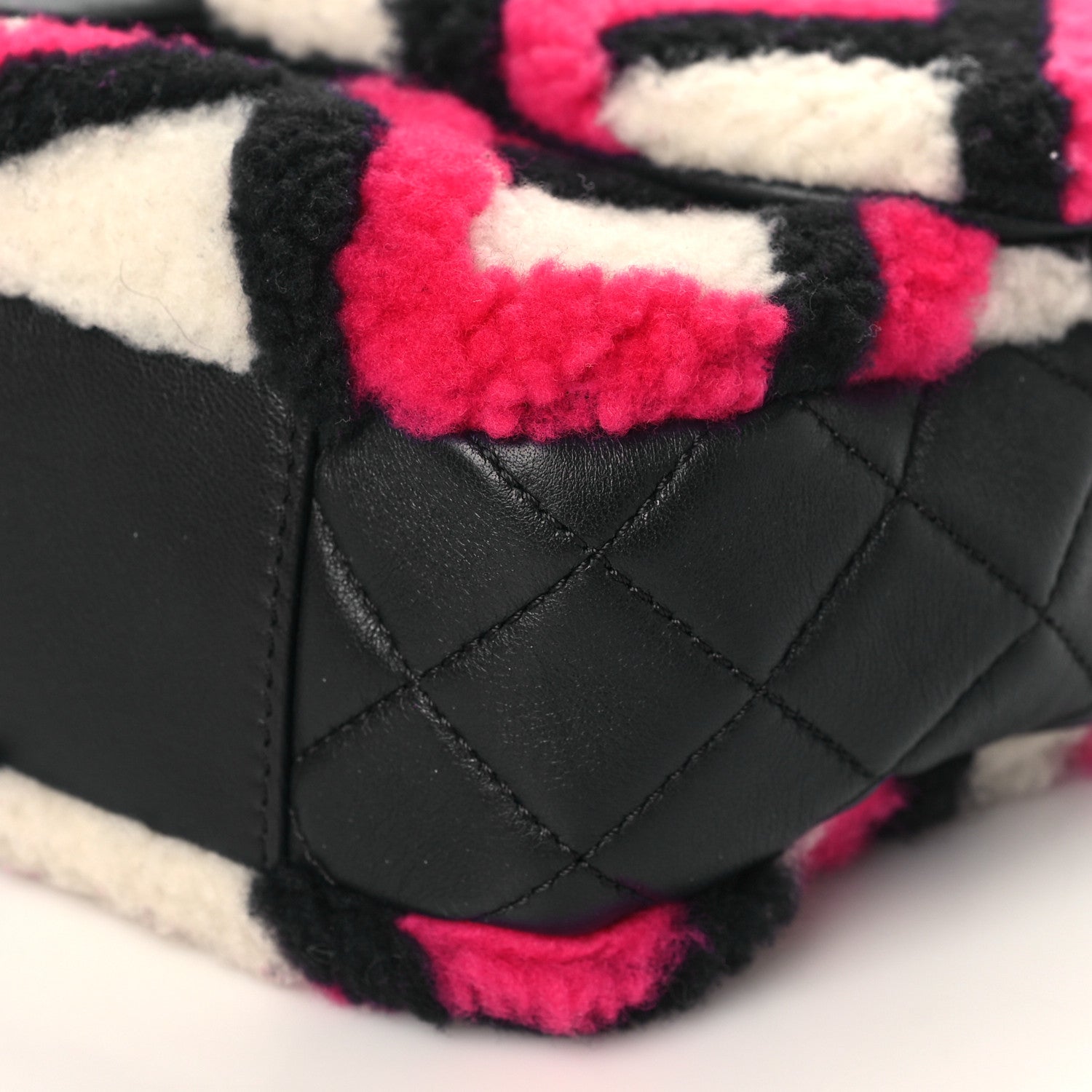 Chanel Lambskin Shearling Medium Flap Fuchsia Navy 9 of 9