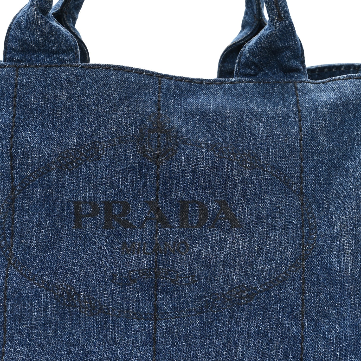 Prada Denim Logo Tote Avio 8 of 12