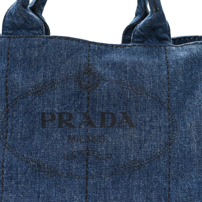 Prada Denim Logo Tote Avio 8 of 12