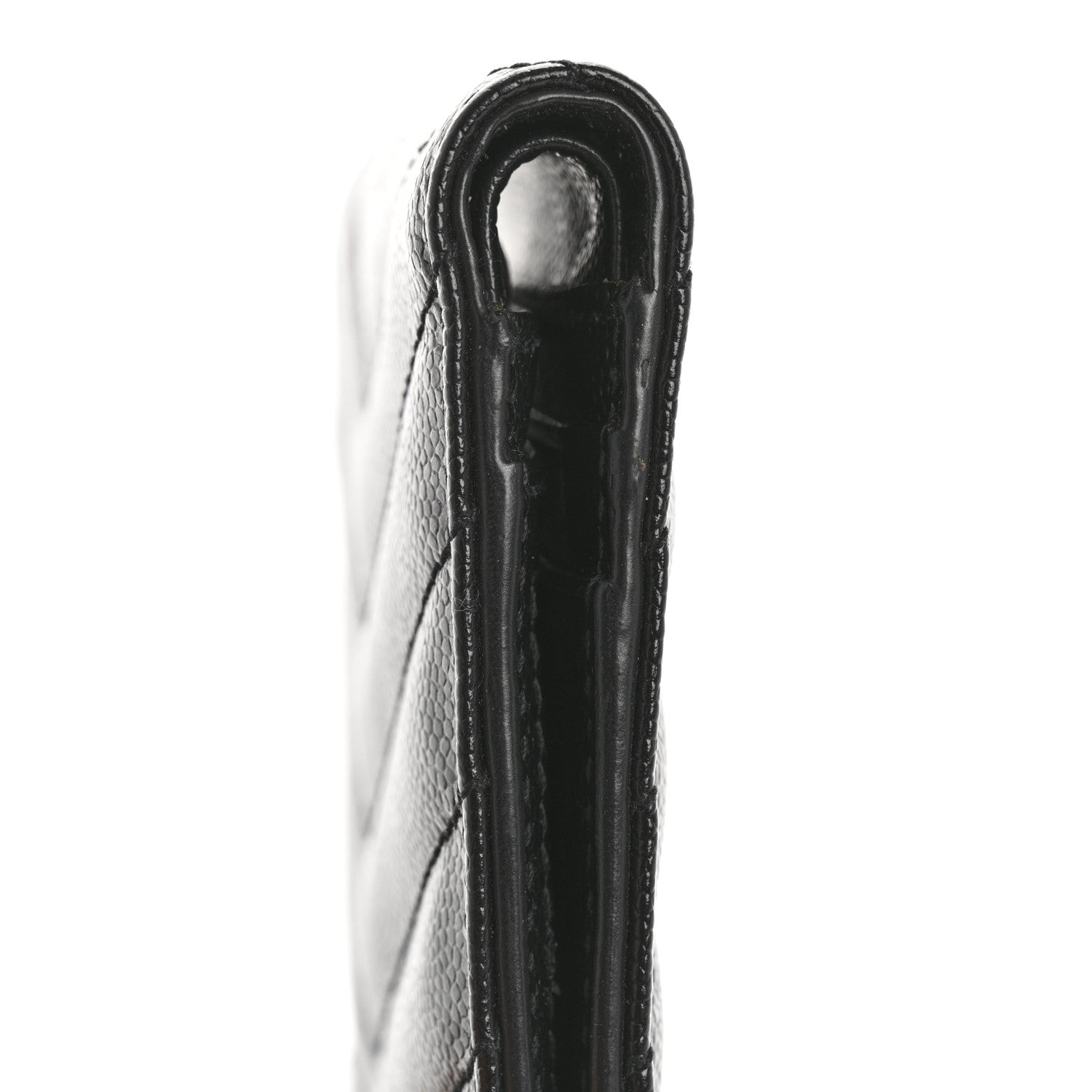 Saint Laurent Grain De Poudre Matelasse Chevron Monogram Zipped Card Case Black 10 of 12