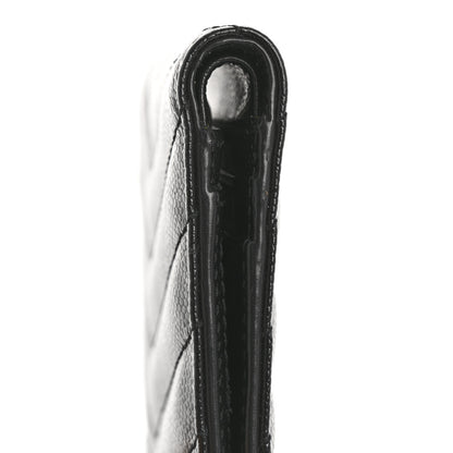 Saint Laurent Grain De Poudre Matelasse Chevron Monogram Zipped Card Case Black 10 of 12