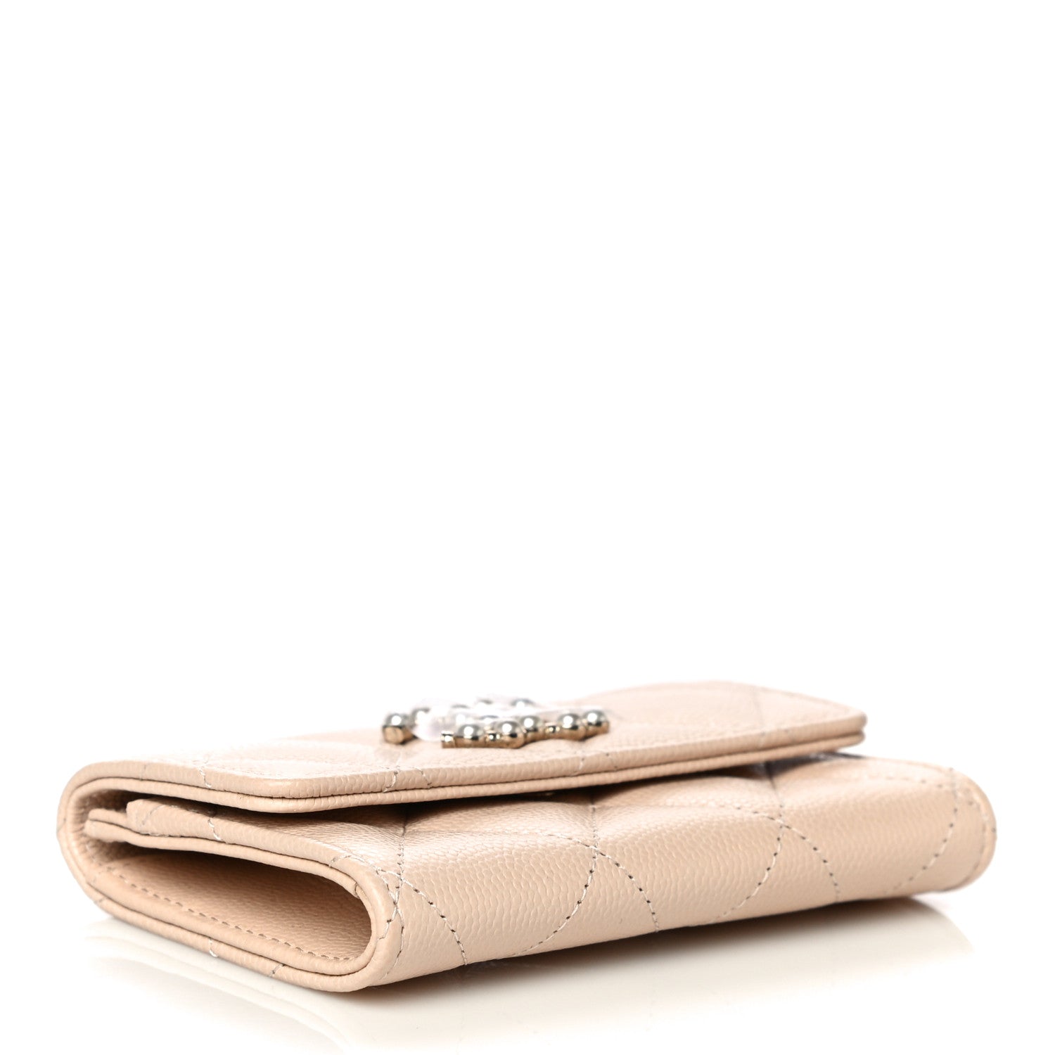 Chanel Caviar Pearl Quilted Coco Candy Flap Card Holder Beige 4 of 12
