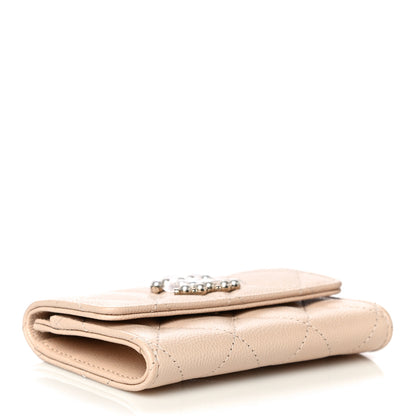 Chanel Caviar Pearl Quilted Coco Candy Flap Card Holder Beige 4 of 12