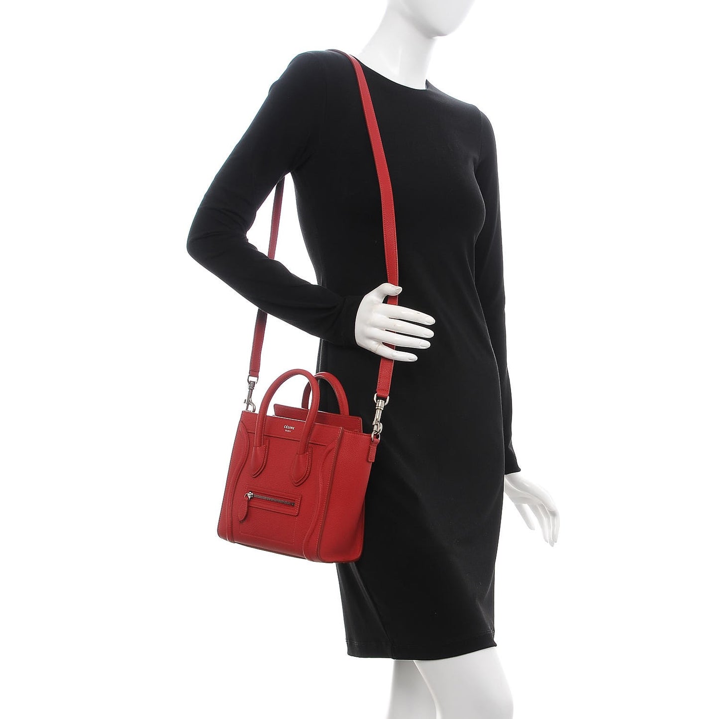 Baby Grained Calfskin Nano Luggage Red