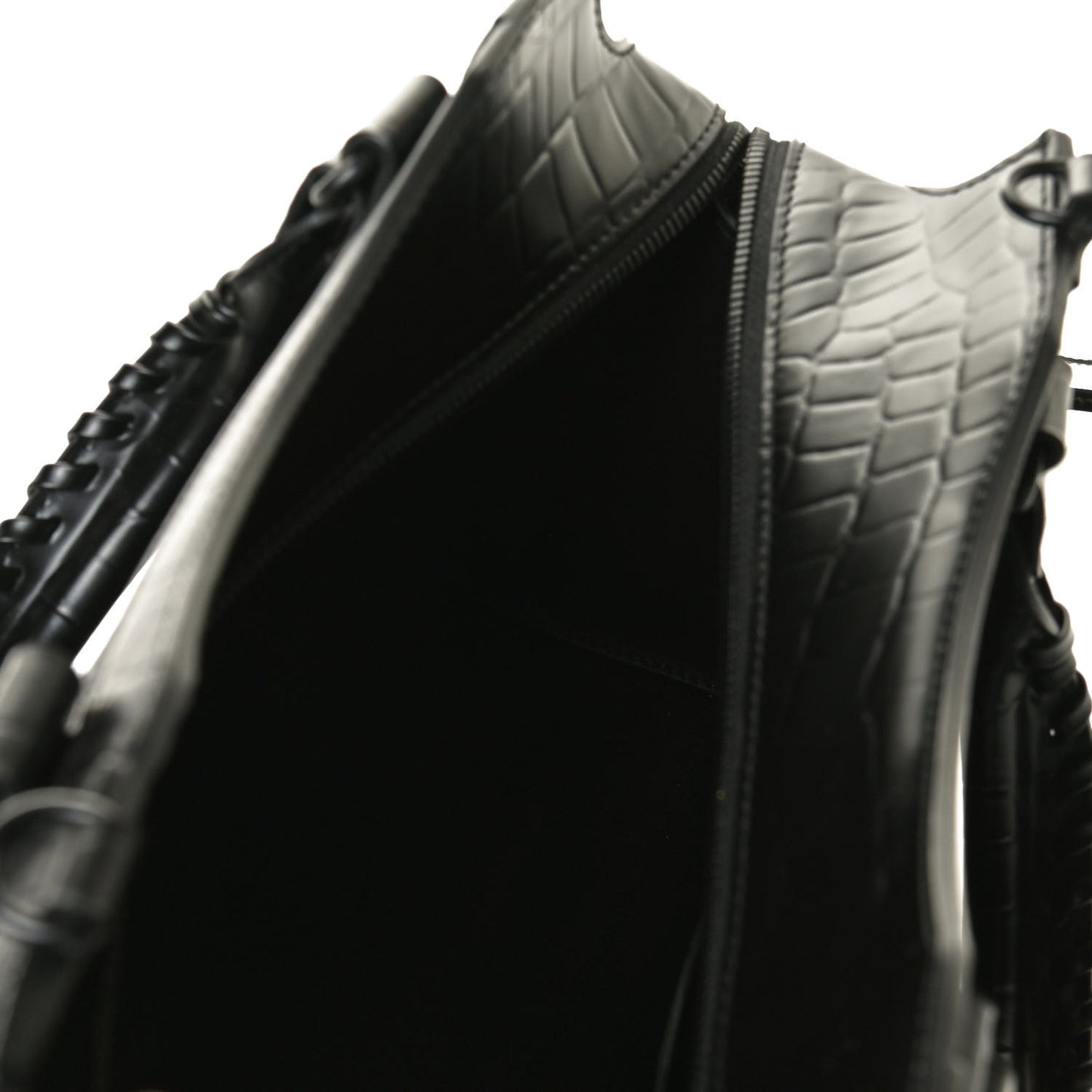 Semi Shiny Calfskin Crocodile Embossed Neo Classic Black Hardware S City Black