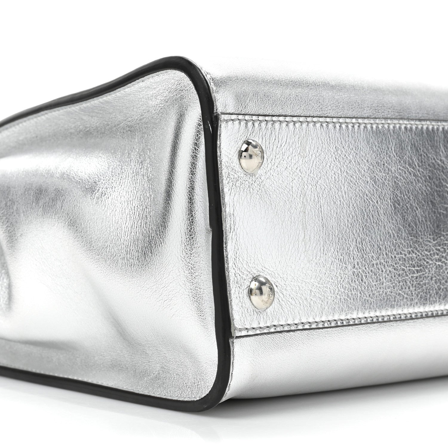 Fendi Vitello Catalan Mirror Medium Peekaboo Iconic Satchel Argento 9 of 14