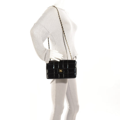 Chanel Patent Quilted Medium Chocolate Bar Flap Black 2 of 9
