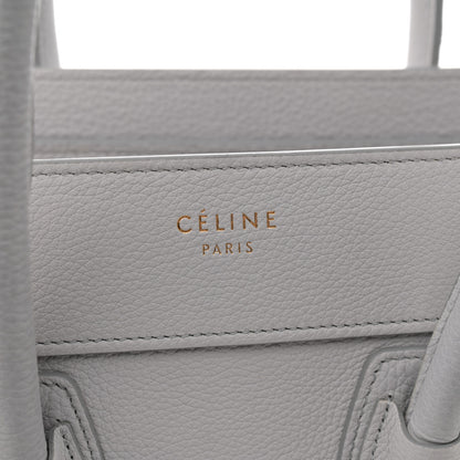 Celine Drummed Calfskin Micro Luggage Light Grey 6 of 13