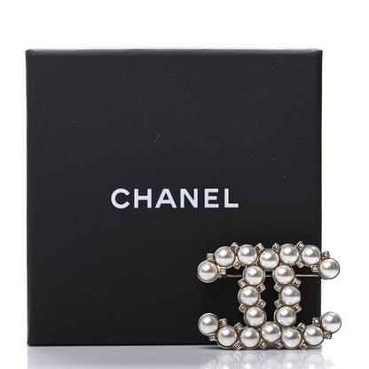 Chanel Pearl Crystal CC Brooch Gold 5 of 5