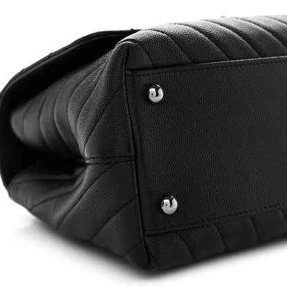 Chanel Caviar Chevron Quilted Small Coco Handle Flap So Black 9 of 10