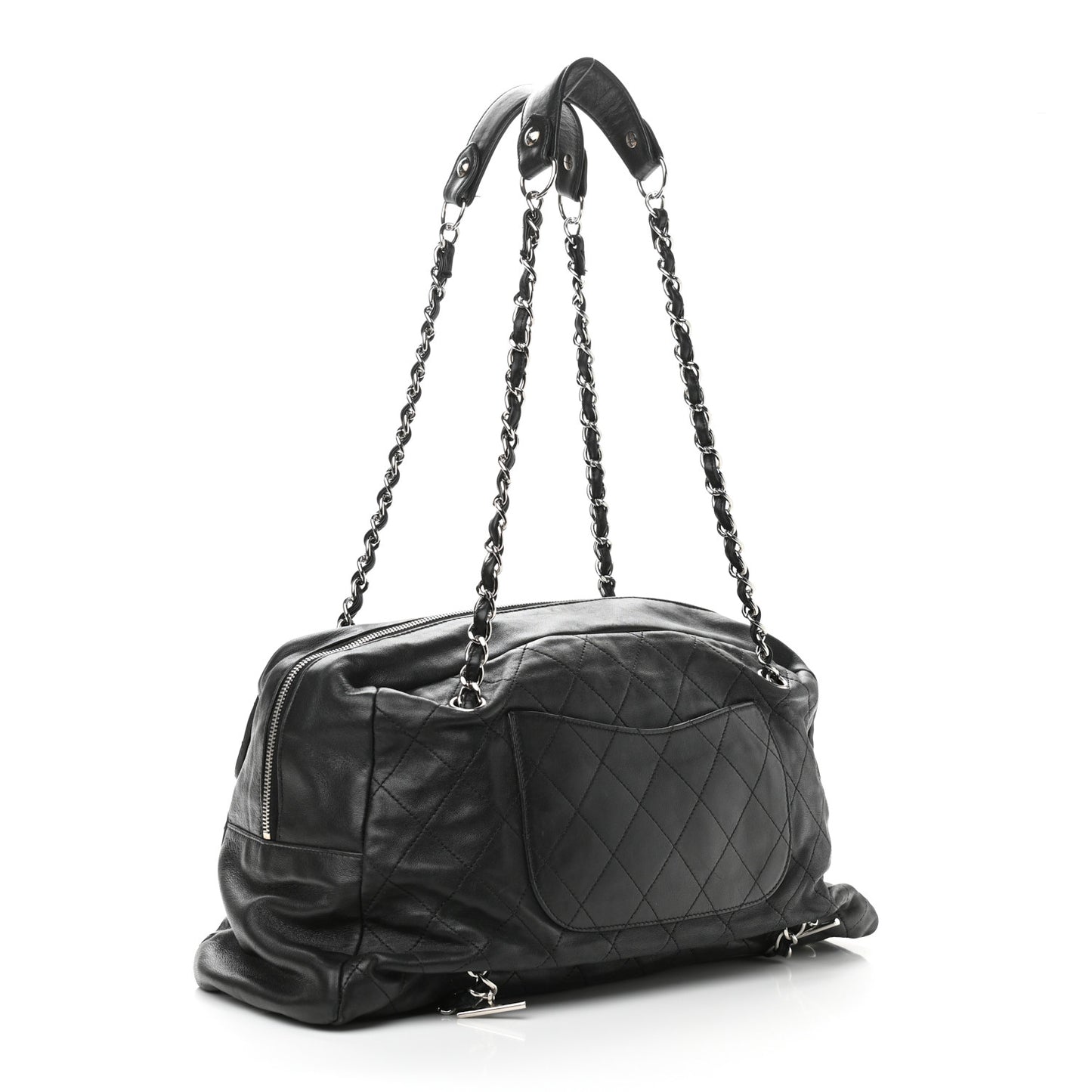 Lambskin Quilted Small Camera Case Black