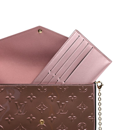 Louis Vuitton Vernis Pochette Felicie Chain Wallet Metallic Pale Pink 11 of 13