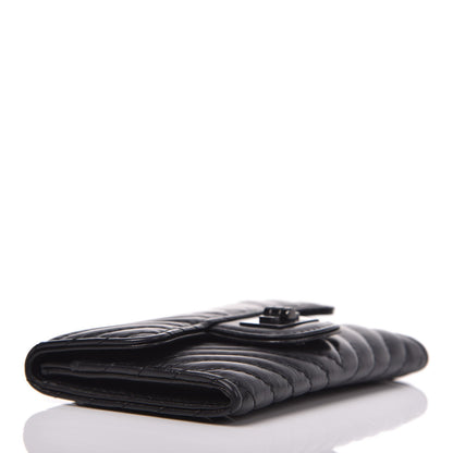 Chanel Aged Calfskin Chevron Quilted Card Holder Wallet So Black 4 of 8