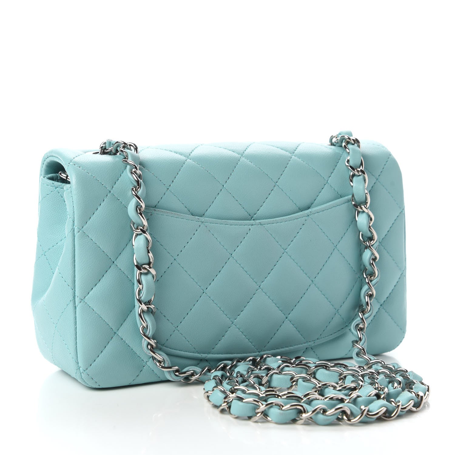 Chanel Lambskin Quilted Mini Rectangular Flap Light Blue 3 of 13