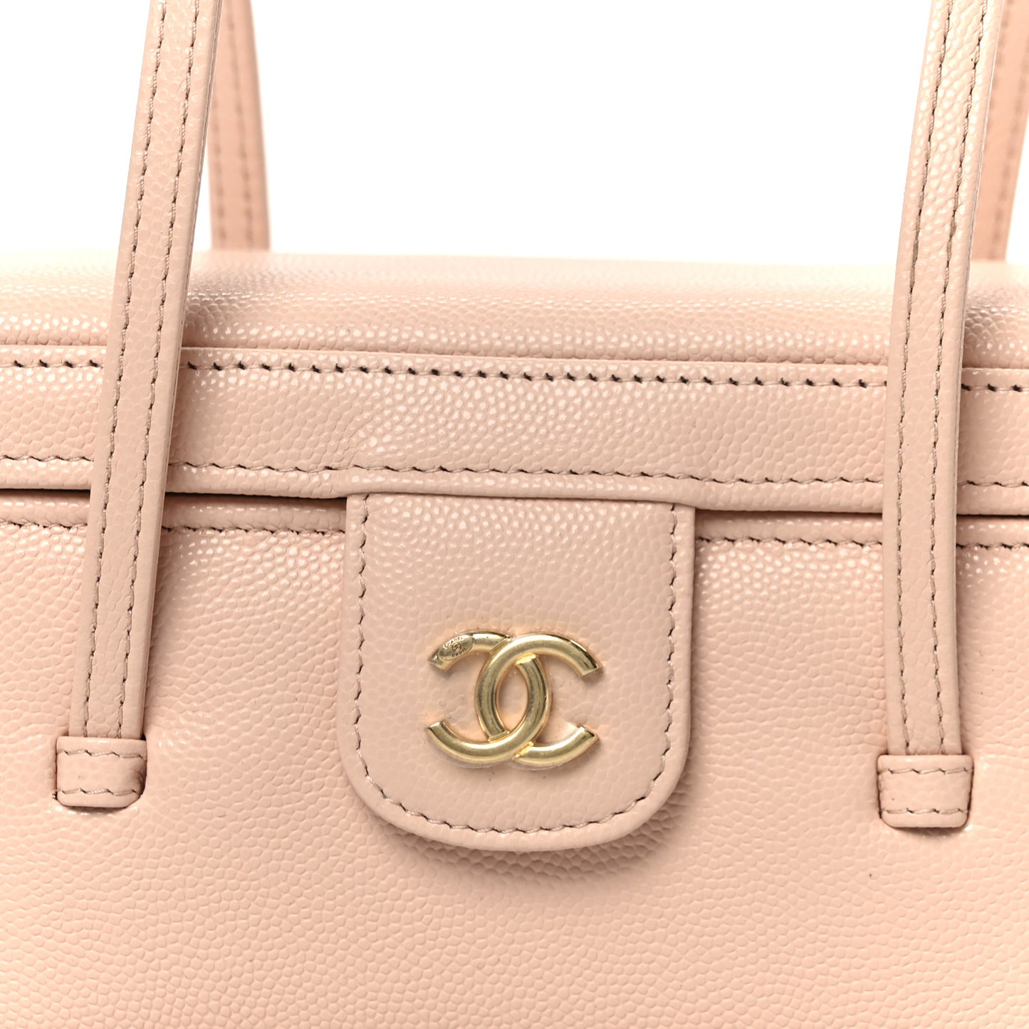 Shiny Caviar Preppy Coco Long Vanity With Strap Light Pink