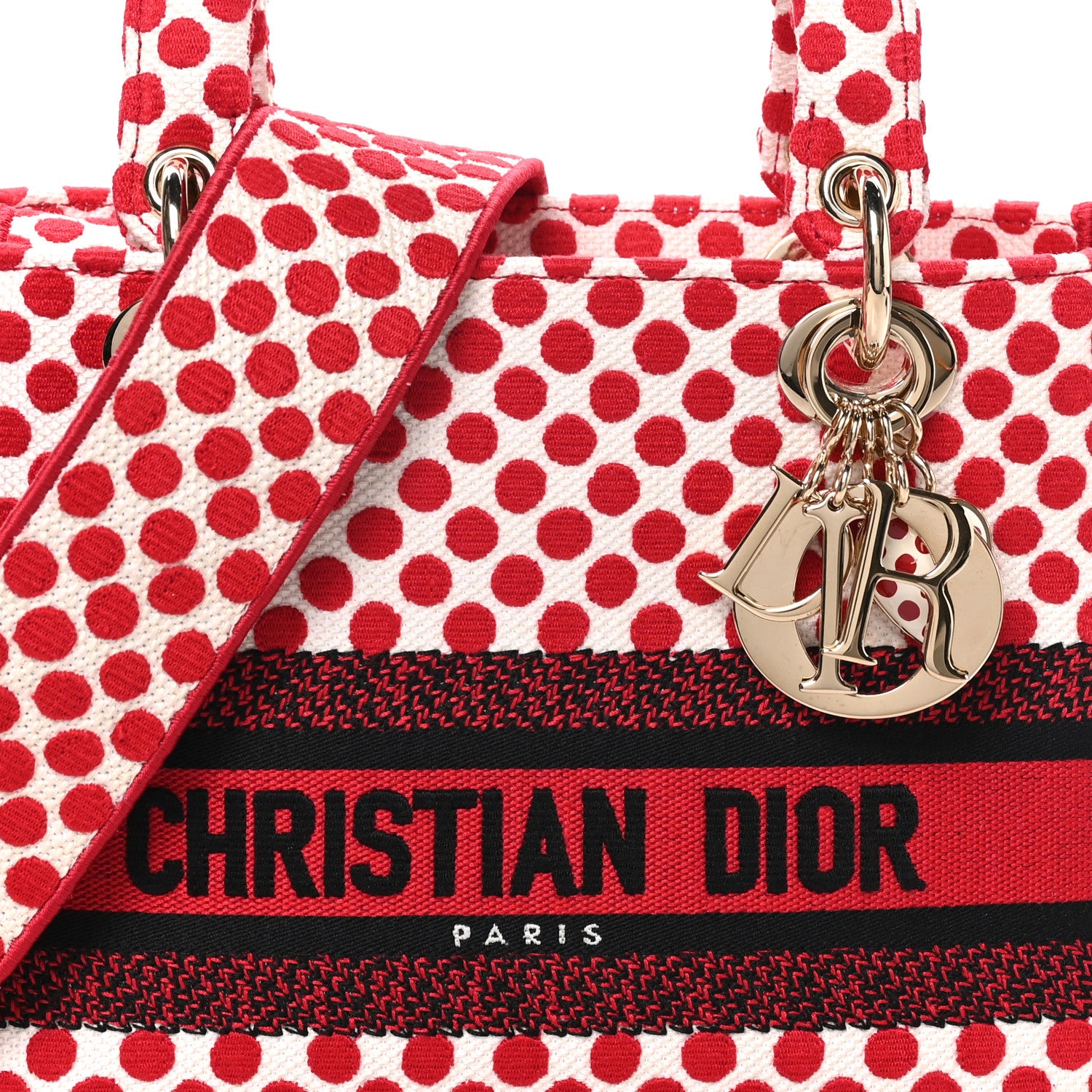 Christian Dior Canvas Medium DiorAmour Dots Lady D-Lite Red 7 of 9