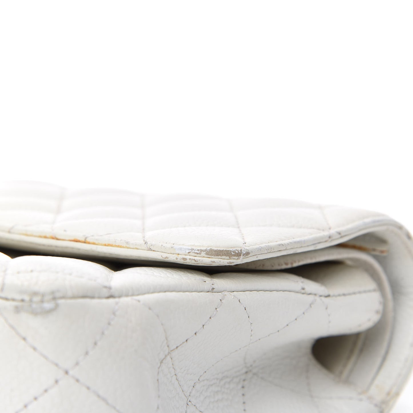 Caviar Quilted Medium Double Flap White