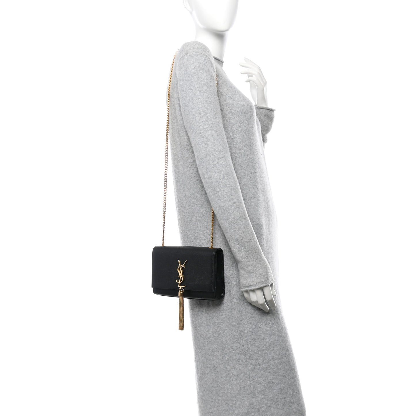 Grain De Poudre Small Classic Monogram Kate Tassel Satchel Black