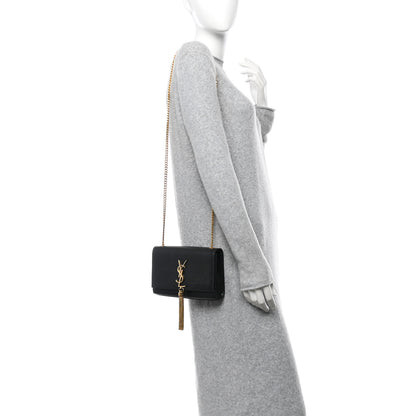 Saint Laurent Grain De Poudre Small Classic Monogram Kate Tassel Satchel Black 2 of 13