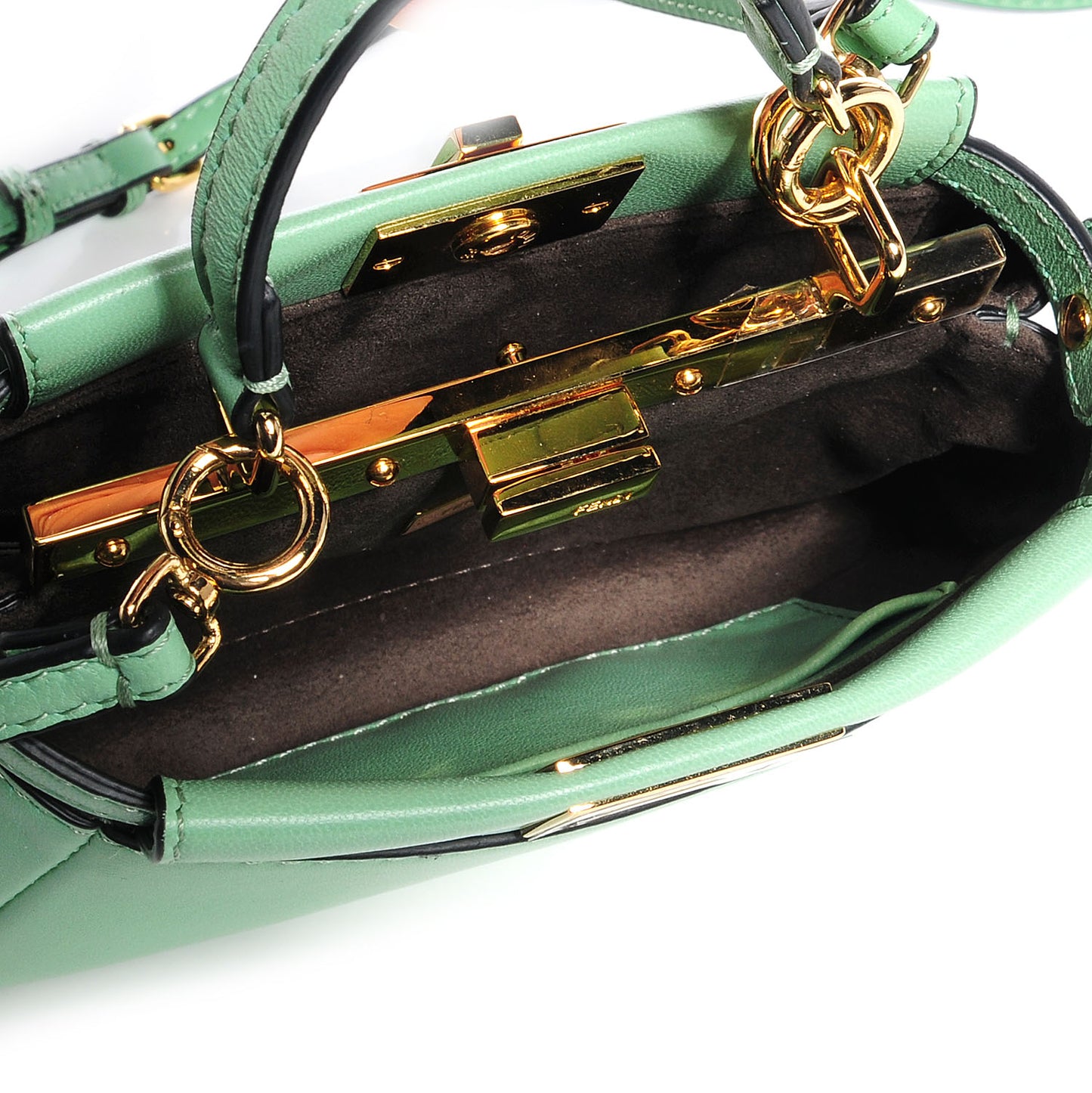 Shiny Nappa Micro Peekaboo Iconic Satchel Verde Acqua