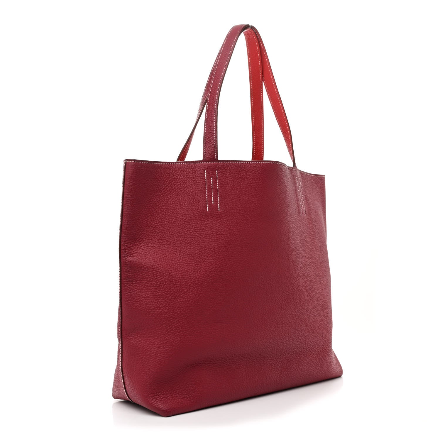 Hermes Taurillon Clemence Double Sens 45 Reversible Tote  Rubis Rose Jaipur 4 of 18