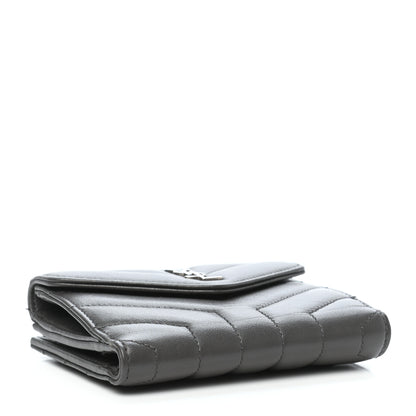 Saint Laurent Lambskin Y Quilted Monogram Compact Loulou Wallet Asphalt 4 of 8