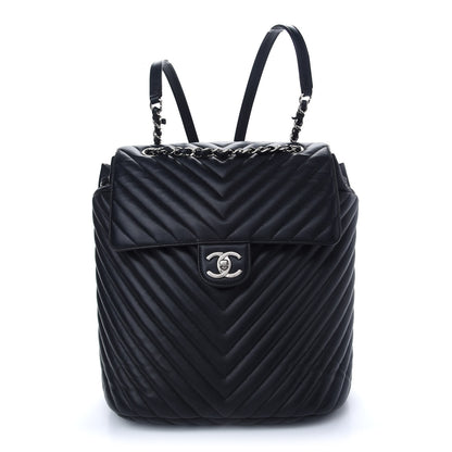 Chanel Calfskin Chevron Quilted Large Urban Spirit Backpack Black 1 of 9