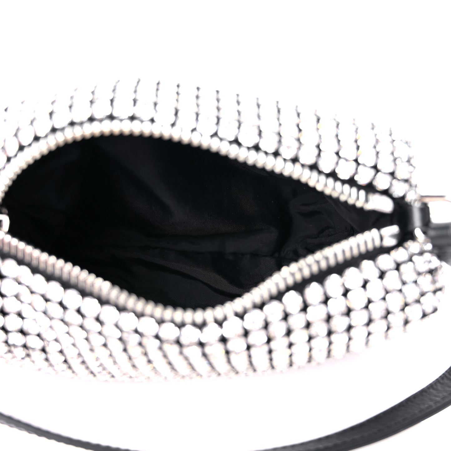 Mesh Crystal Rhinestone Mini Heiress Pouch Black Silver