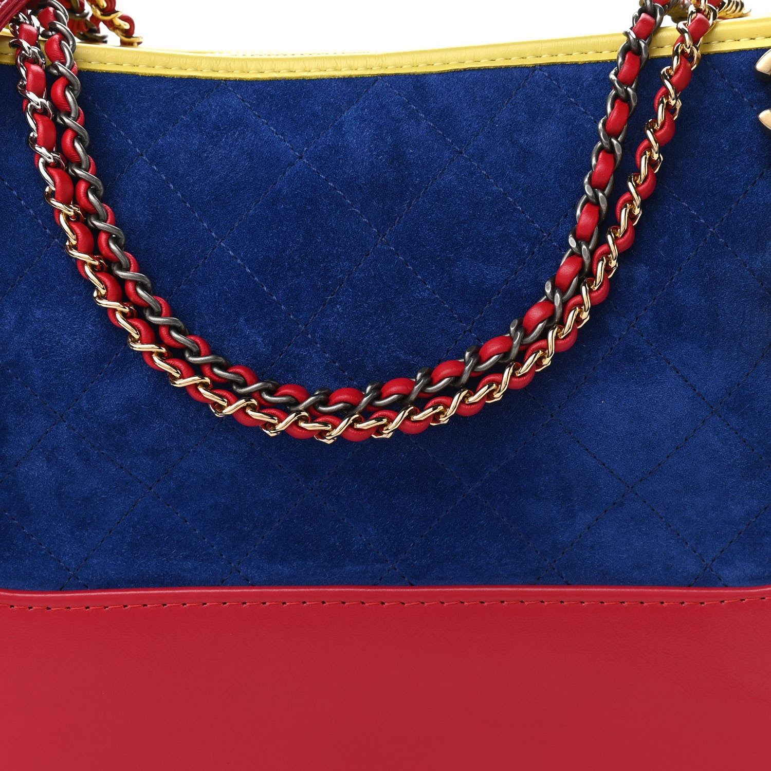 Chanel Suede Calfskin Quilted Medium Gabrielle Hobo Red Blue Yellow 8 of 11