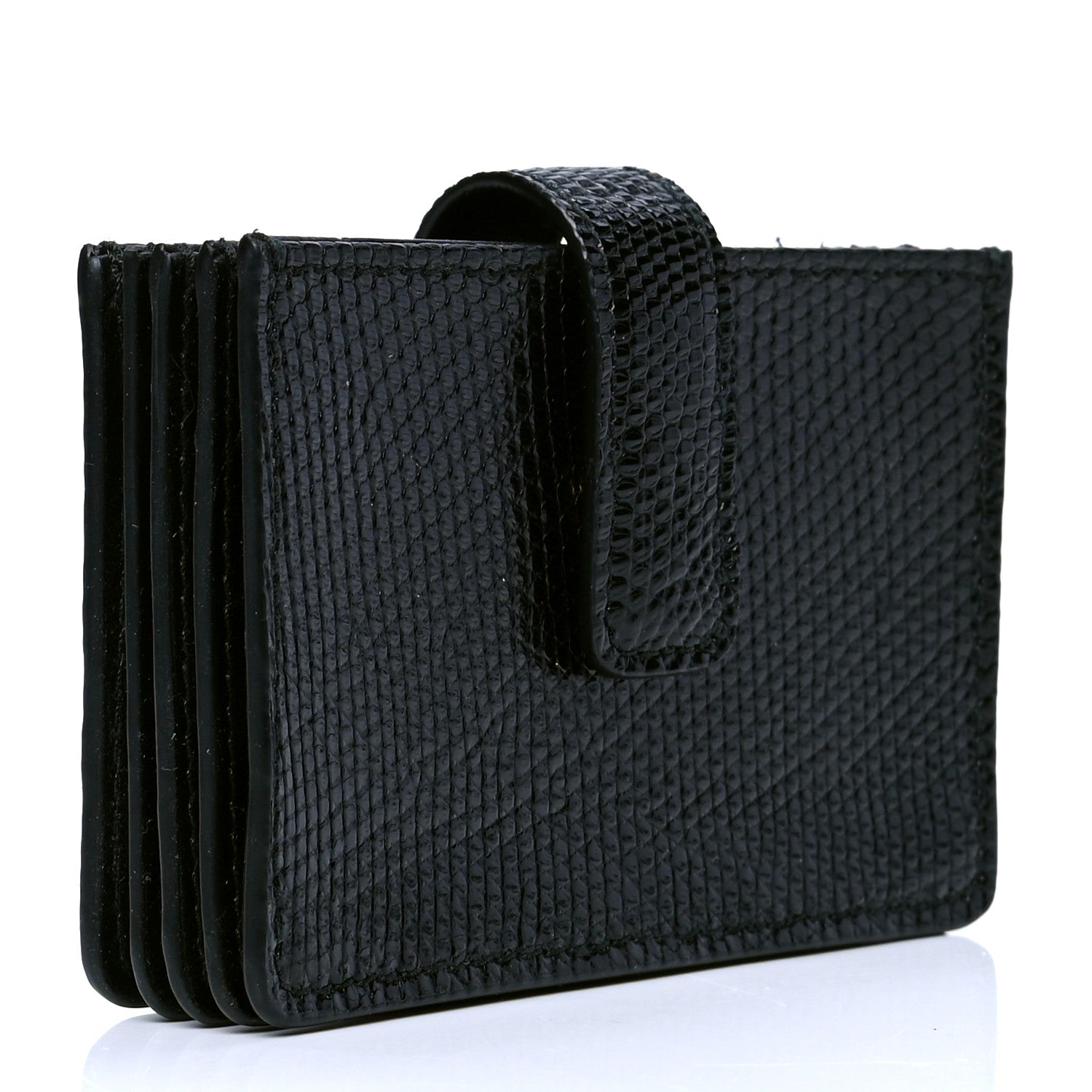 Prada Lizard Accordion Card Case Black 2 of 4