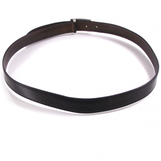 Leather Jeans Belt Black w Silver Buckle