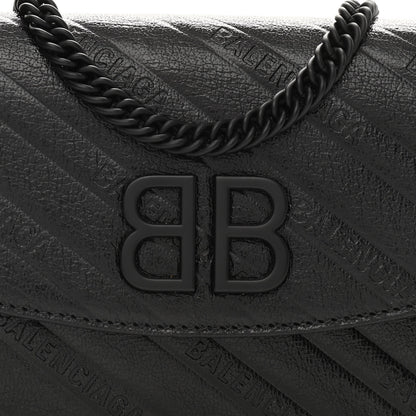 Balenciaga Shiny Goatskin Logo Embossed Monochrome BB Wallet On Chain Black 5 of 9