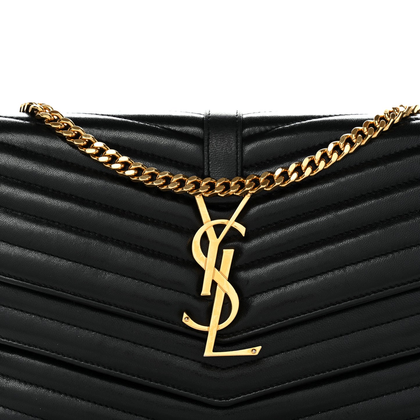 Lambskin Matelasse Chevron Monogram Sulpice Chain Wallet Black