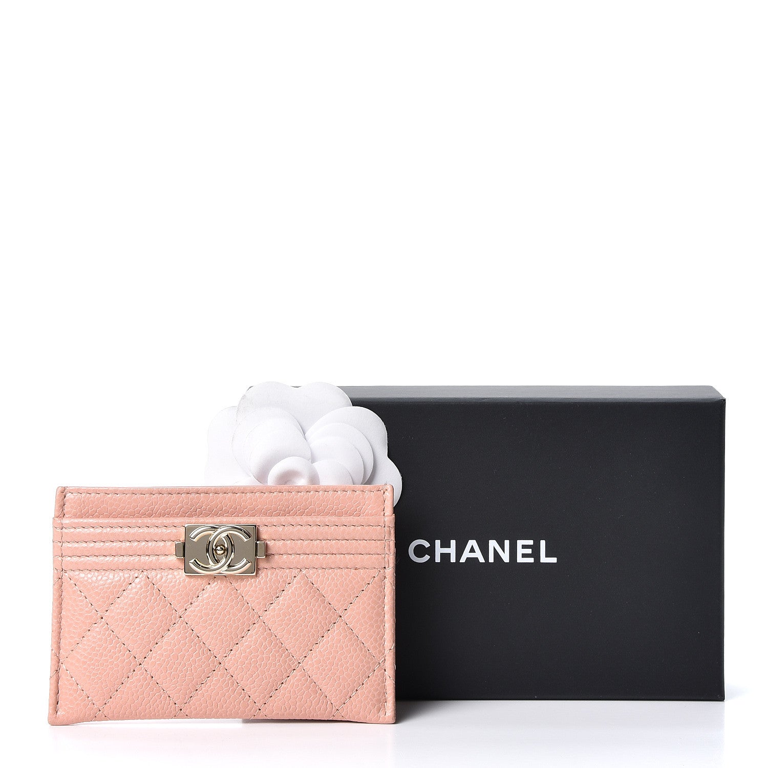 Chanel Caviar Quilted Boy Card Holder Light Pink 10 of 10