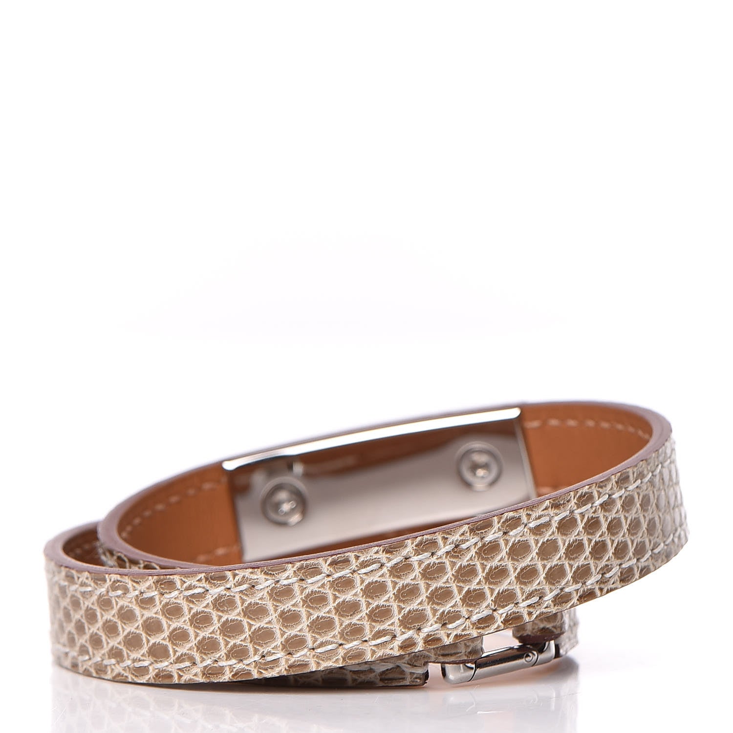 Hermes Lizard Rivale Double Tour Bracelet M Ficelle 3 of 7