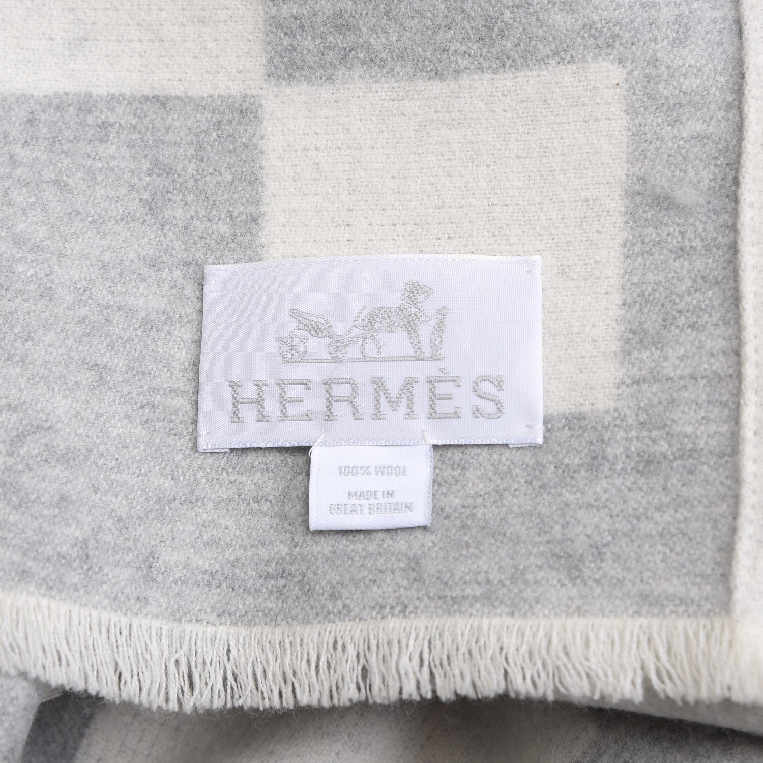 Hermes Wool Promenade Au Faubourg Blanket Blanc Gris 5 of 6