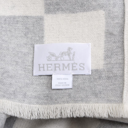 Hermes Wool Promenade Au Faubourg Blanket Blanc Gris 5 of 6