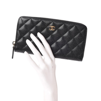 Chanel Caviar Quilted Large Gusset Zip Around Wallet Black 2 of 9