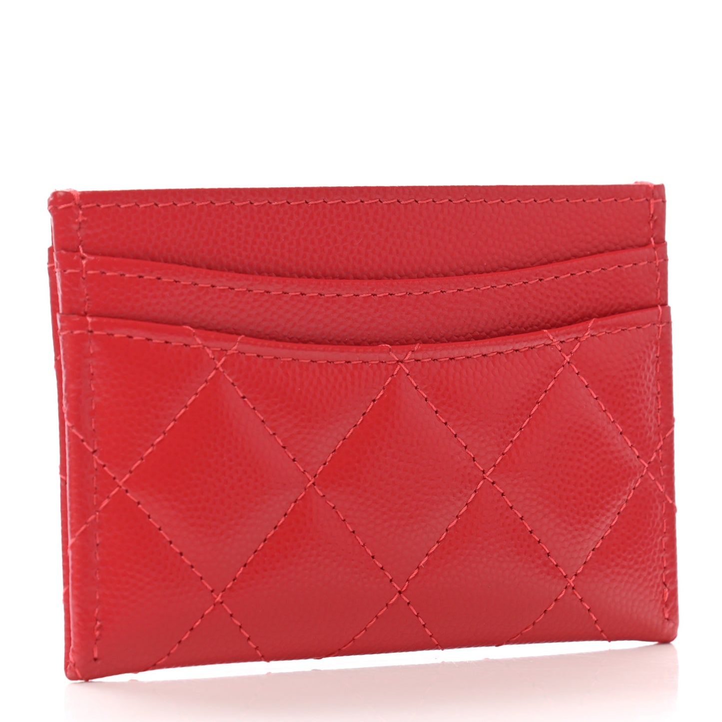 Caviar Quilted Card Holder Red