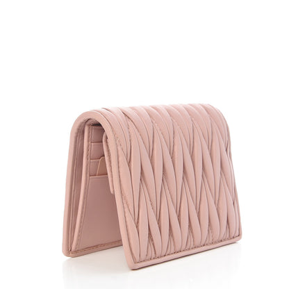 Miu Miu Nappa Matelasse Crystal Pearl Logo Compact Wallet Orchidea 3 of 8