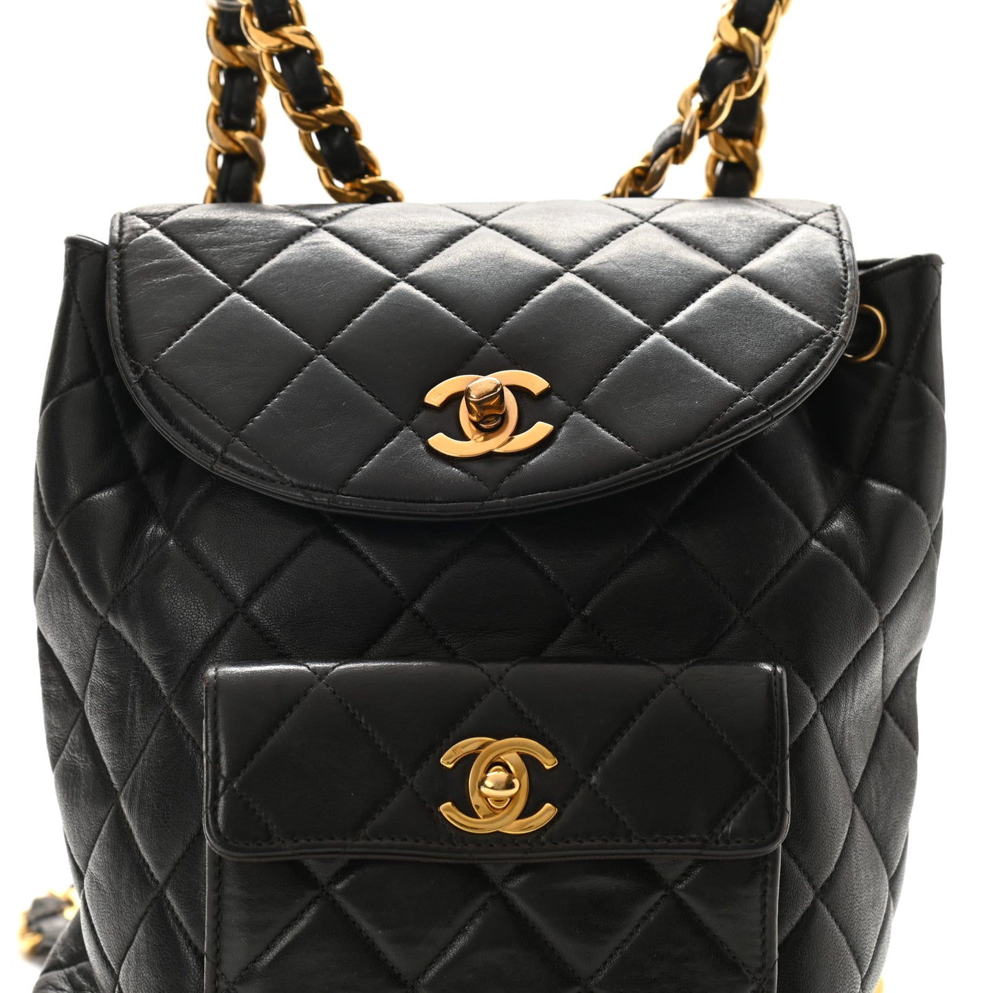 Lambskin Quilted Backpack Black
