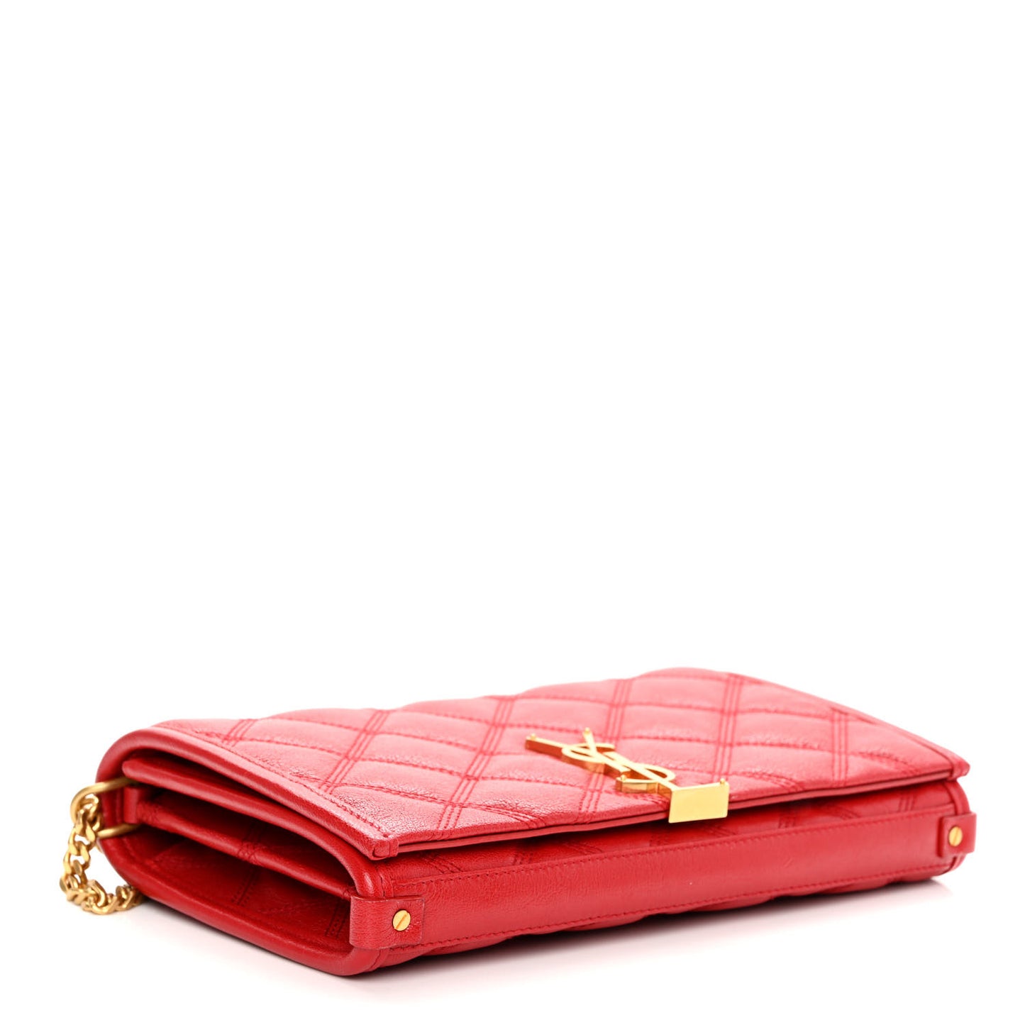 Lambskin Diamond Quilted Becky Chain Wallet Rouge Eros