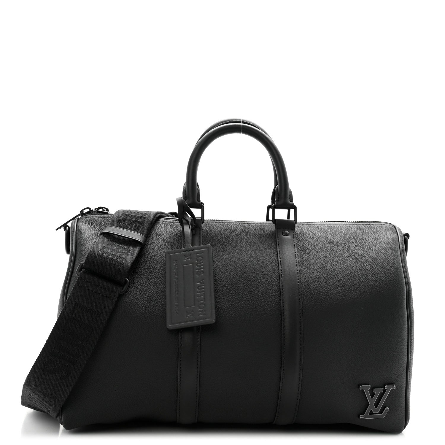 Louis Vuitton Grained Calfskin Aerogram Keepall Bandouliere 40 Black 1 of 11