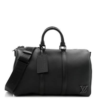 Louis Vuitton Grained Calfskin Aerogram Keepall Bandouliere 40 Black 1 of 11