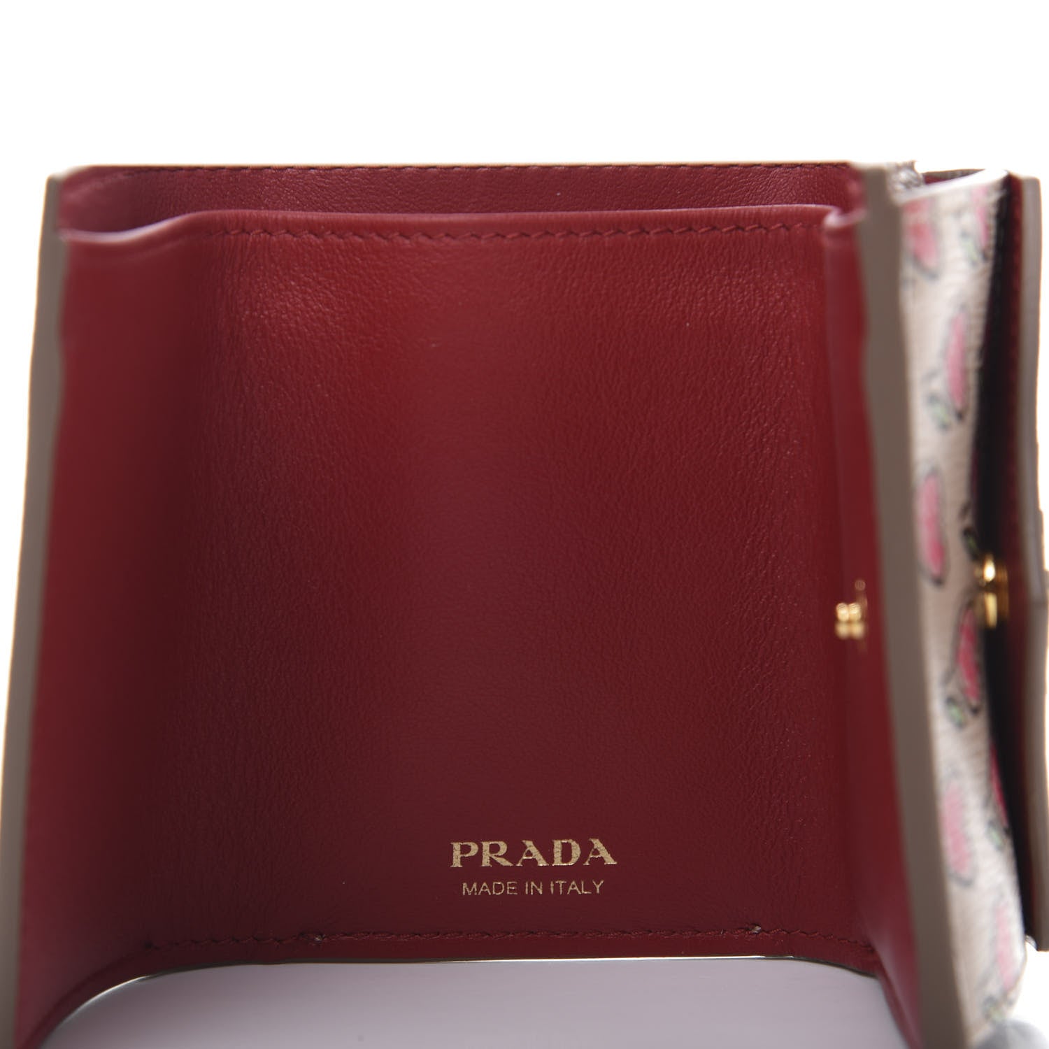Prada Vitello Move Love Print Envelope Tri-Fold Wallet Cipria 8 of 9