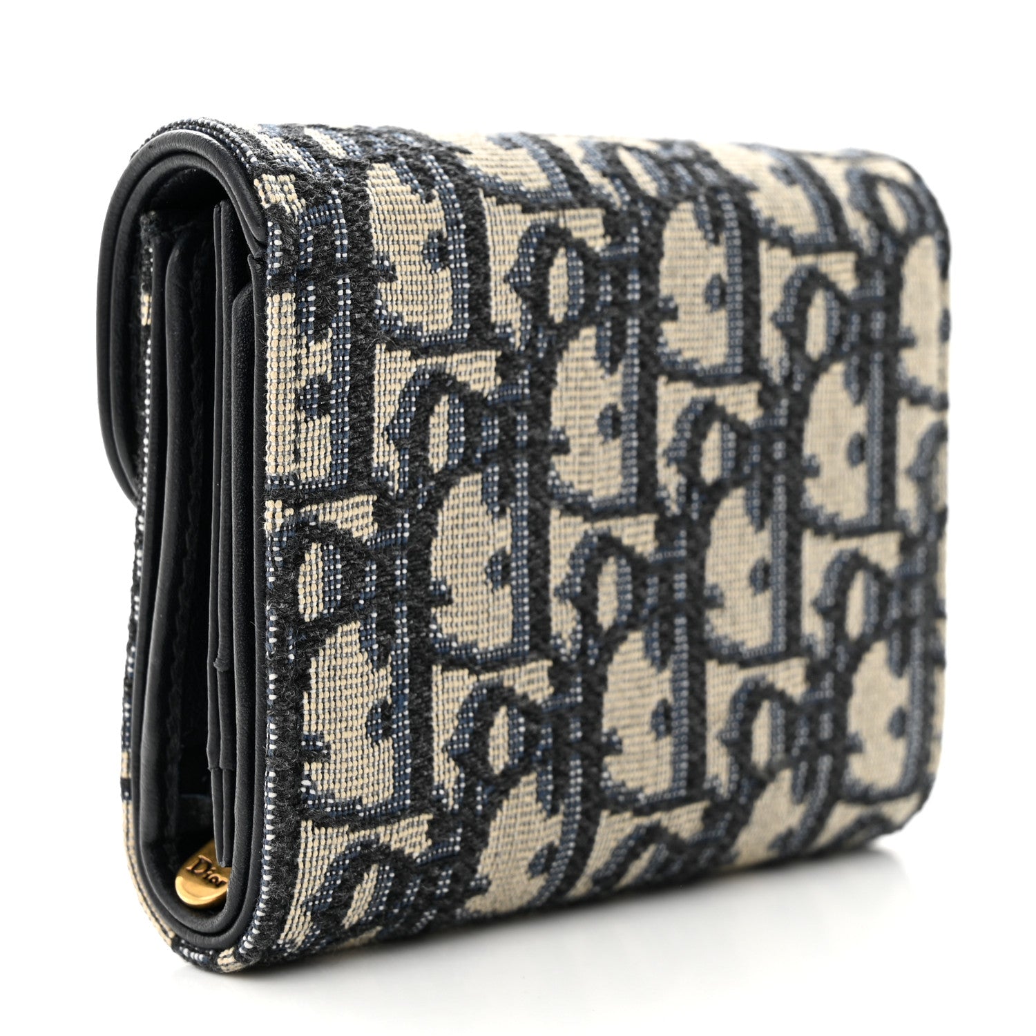 Christian Dior Oblique Saddle Lotus Wallet Blue 3 of 9