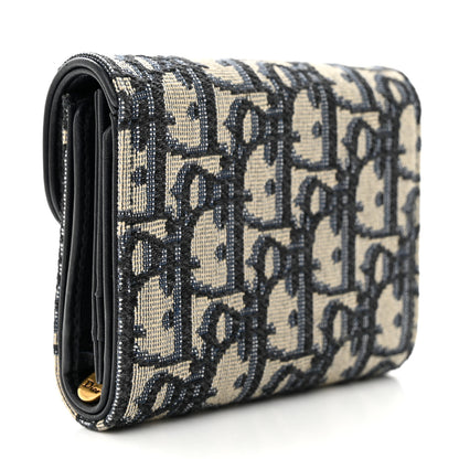 Christian Dior Oblique Saddle Lotus Wallet Blue 3 of 9