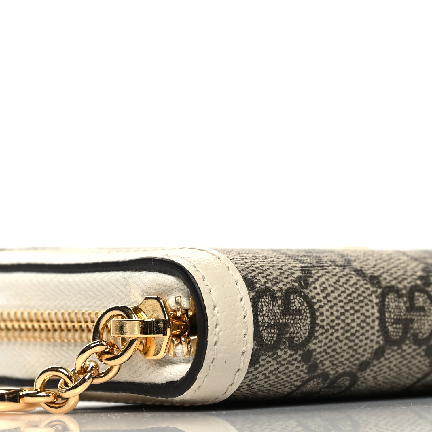 Gucci GG Supreme Monogram Textured Dollar Calfskin Web Ophidia Zip Around Wallet Beige Ebony Mystic White 9 of 10