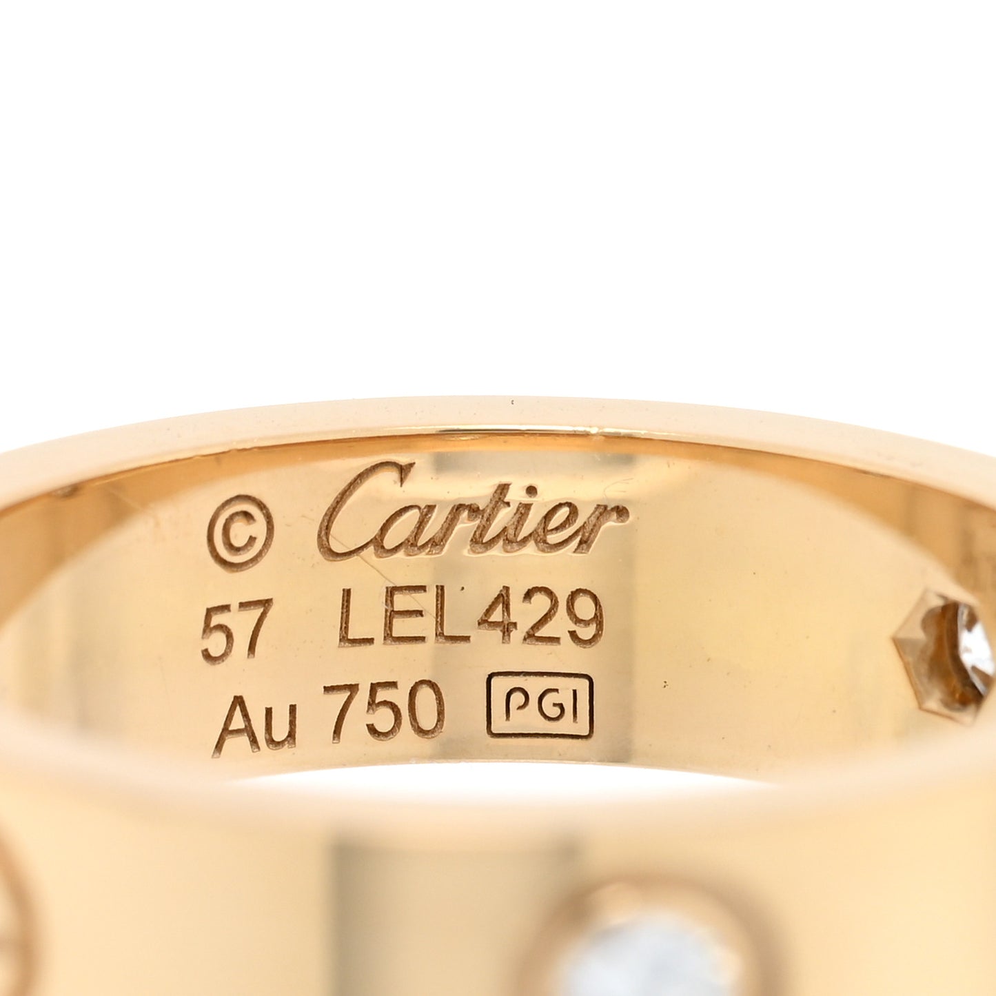 18K Yellow Gold 3 Diamond 5.5mm LOVE Ring 57 8
