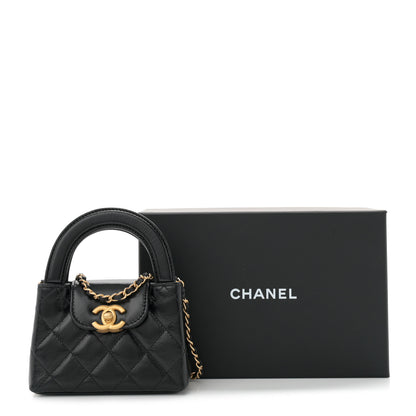 Chanel Shiny Aged Calfskin Quilted Mini Nano Kelly Shopper Black 11 of 11